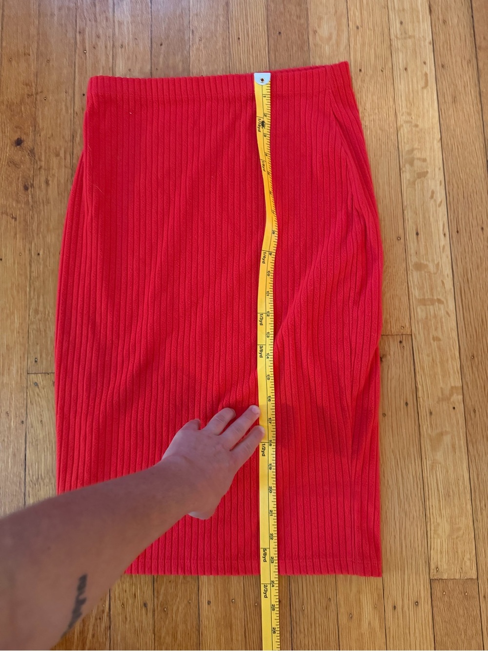 Red sexy ribbed tube midi skirt